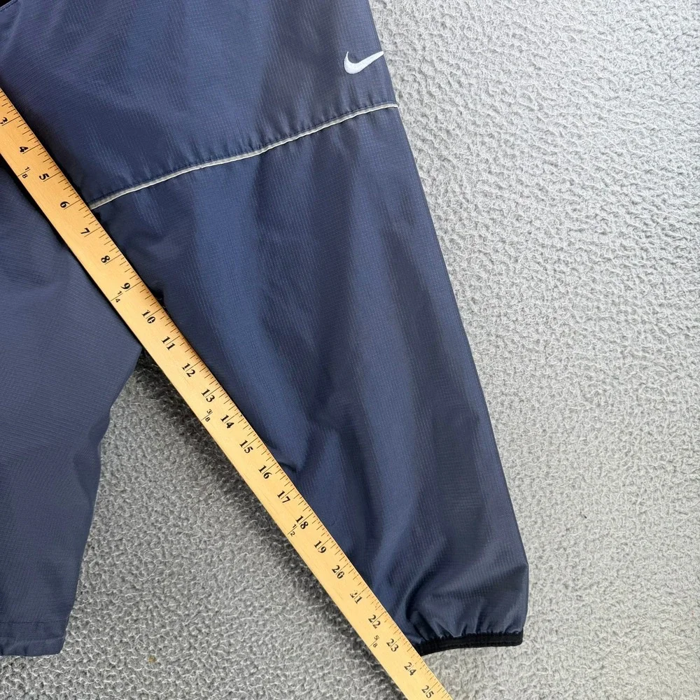 VTG Nike Quarter Zip Windbreaker Hooded Pullover Vented Blue Ripstop Mens L READ
